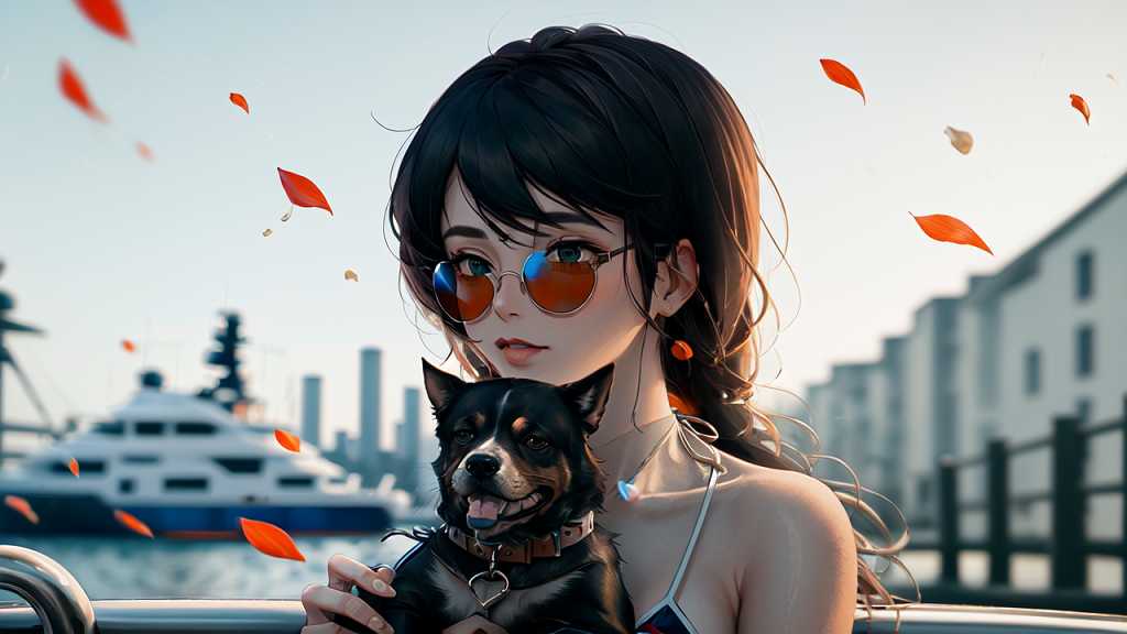 00206-4038868935-1girl, bikini,holding dog,shy,sitting on yacht, In dark glasses.png